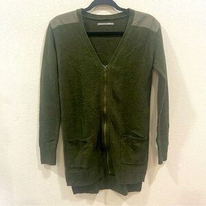 RUBBISH‎ Women's Full Zip Long Sleeve Cotton Cardigan Sweater Green Sz XS